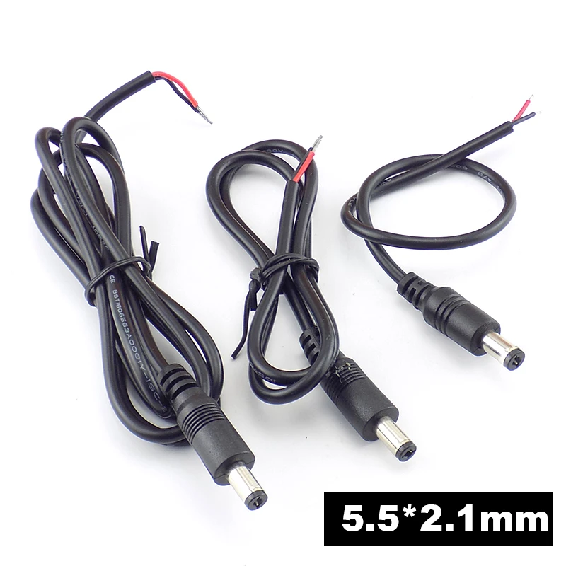 

0.25M/0.5M/1M DC Power Supply Cable Extension 22AW 12V 3A 5.5*2.1mm Male Connector Plug for CCTV Camera LED Light Strip