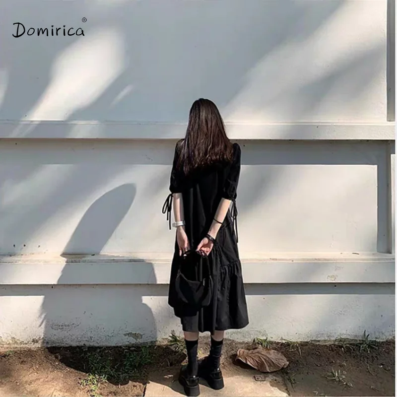 

Black Dress Female maxi dresses V-neck French Design Sense Irregular Loose Casual Temperament Sweet Girl Women's Long Dress