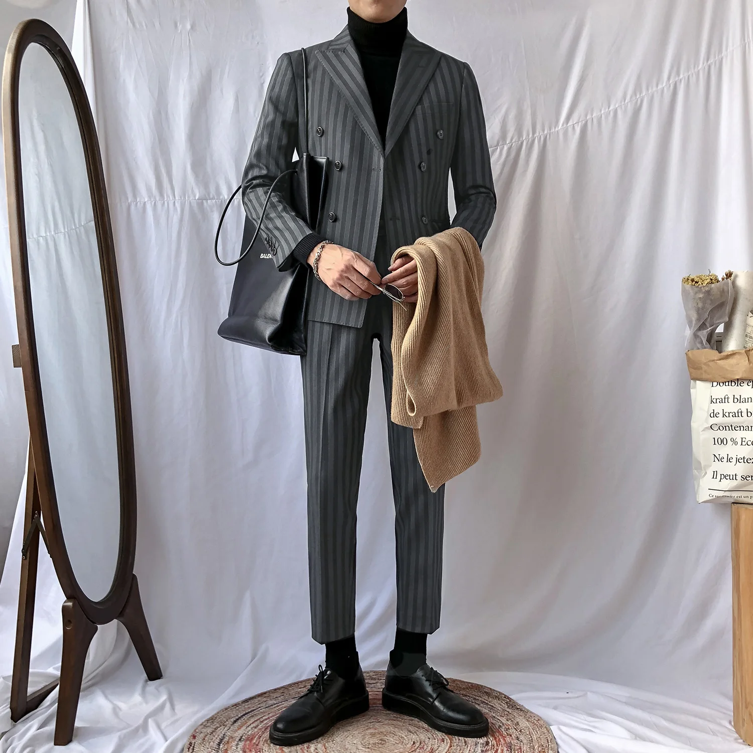 

Business Formal Men Suits Korean Style Fashion Slim Long Sleeve High Quality Men Suits Blazer Mujer Men's Clothing DB60XF