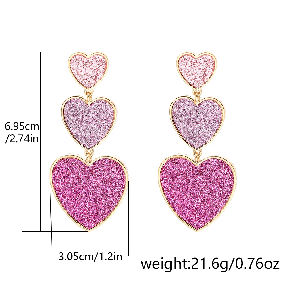 

Lost Lady Cute Multicolor Heart Tassel Drop Earrings Fashion Shiny Alloy Long Earrings for Women Girls Party Jewelry Gift