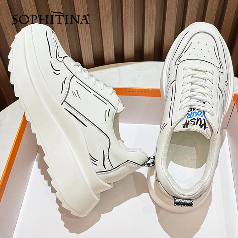 

Женские кроссовки на платформе SOPHITINA, кожаные кроссовки на массивной подошве, на весну/осень, YO856