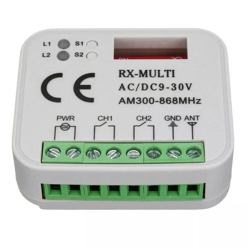 

Remote Control Switch Receiver 433MHz 868MHz 390 MHz Multi Receiver AC/DC 9-30V 300-868MHz Garage Gate Door Receiver Universal