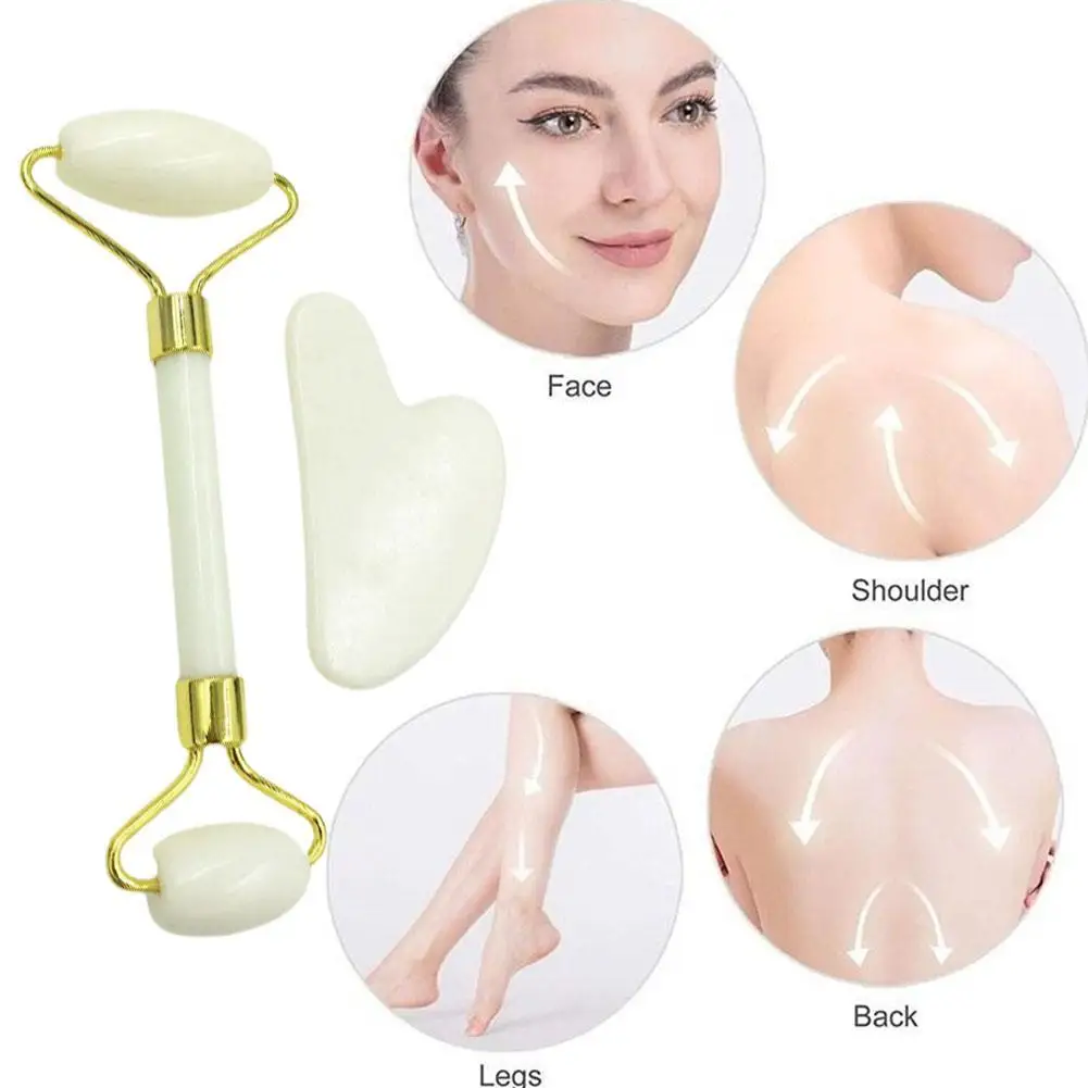 

Jade Massager 1 Pieces SPA Massage Scraping Scraper Face Neck Chin Massager Gua Sha Board Beauty Tool Massage Roller