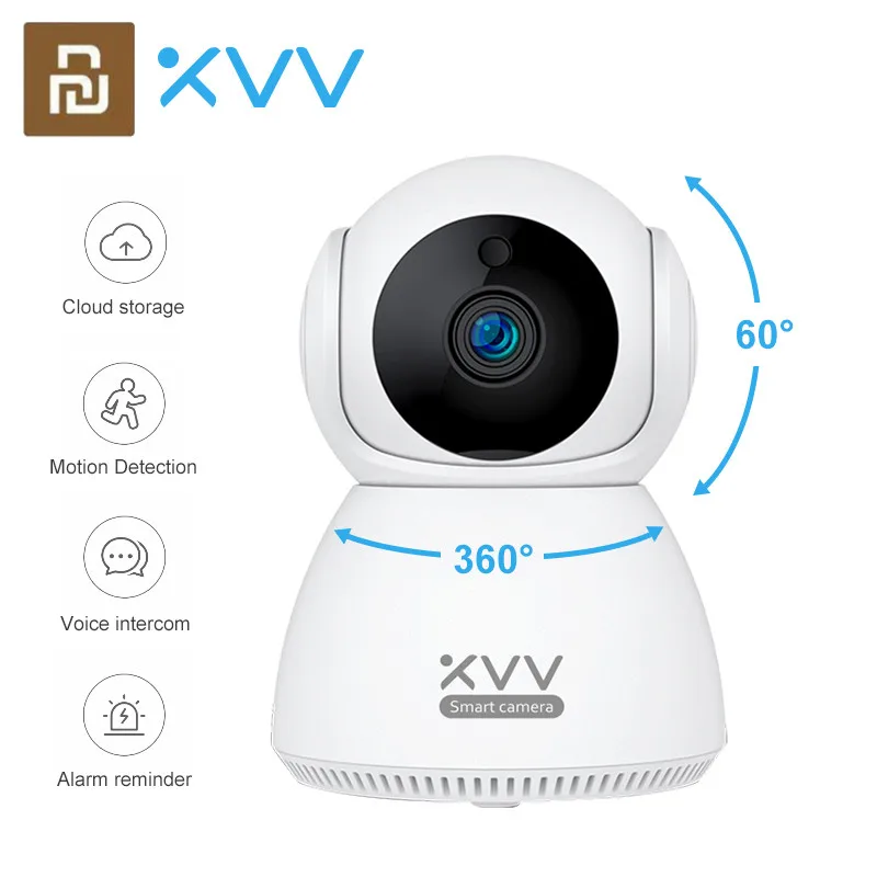 

Xiaovv Smart Camera 1080P HD 360 PTZ Rotation Alarm Voice Intercom AI Human Motion Detection Infrared Night Vision Home