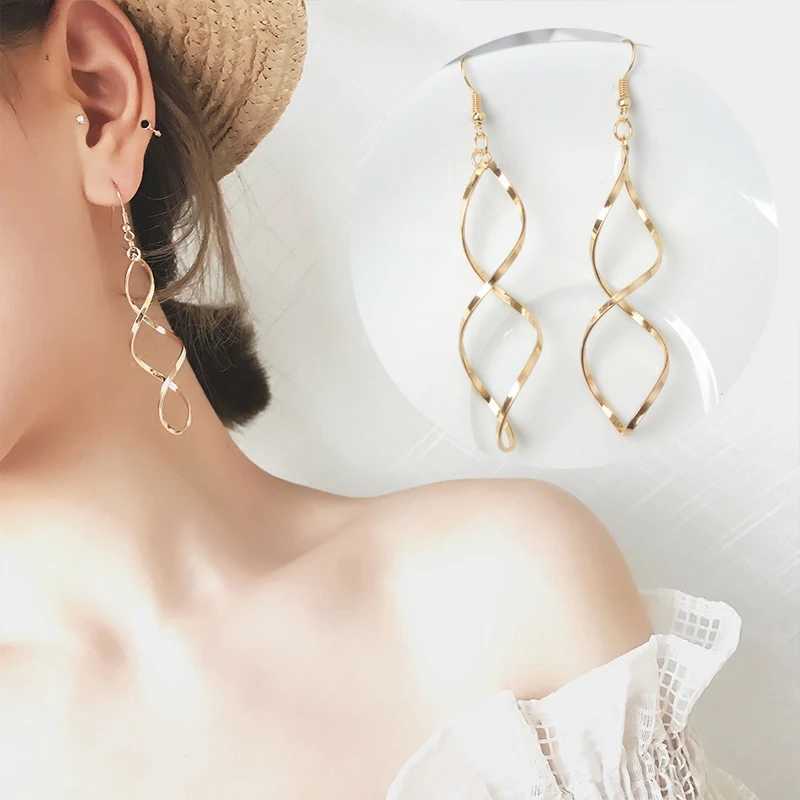 Серьги-подвески женские с двойной петлей | Украшения и аксессуары