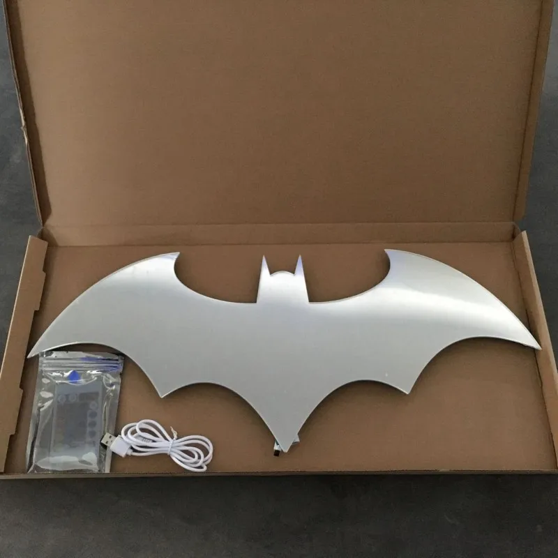 Large USB 3D Бэтмен, 7 цветов, зеркальный светодиодный ночник с пультом дистанционного управления, украшение дома, проекционный настенный светильник, атмосферная лампа, детский подарок - Испускаемый цвет: Large