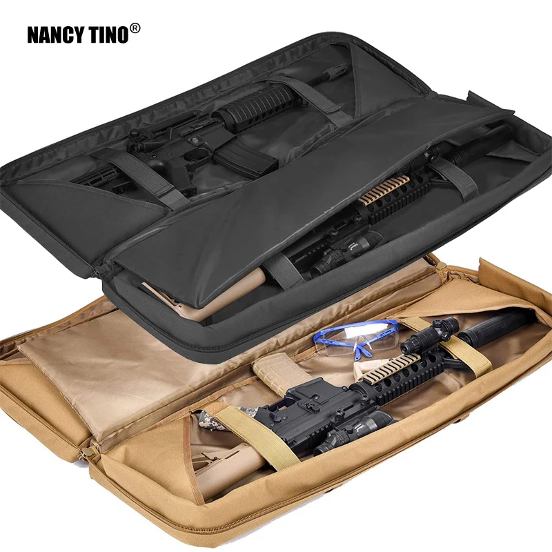

Double Long Rifle Gun Case Bag Tactical Rifle Backpack Pistol Soft Firearm Transportation Carbine Case Lockable Compartment 36"