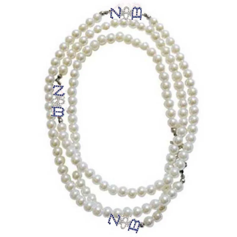 

Greek letters Sorority Multilayer Long Pearl Zeta Phi Beta Pearl Necklace Jewelry