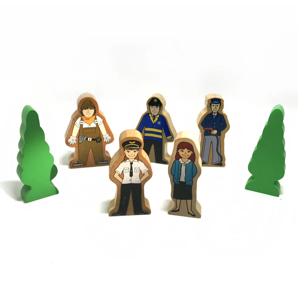 

Free Shipping High Quality Environmentally Friendly Wood Track Scene Accessories People + Road Sign+Tree Compatible Train Track