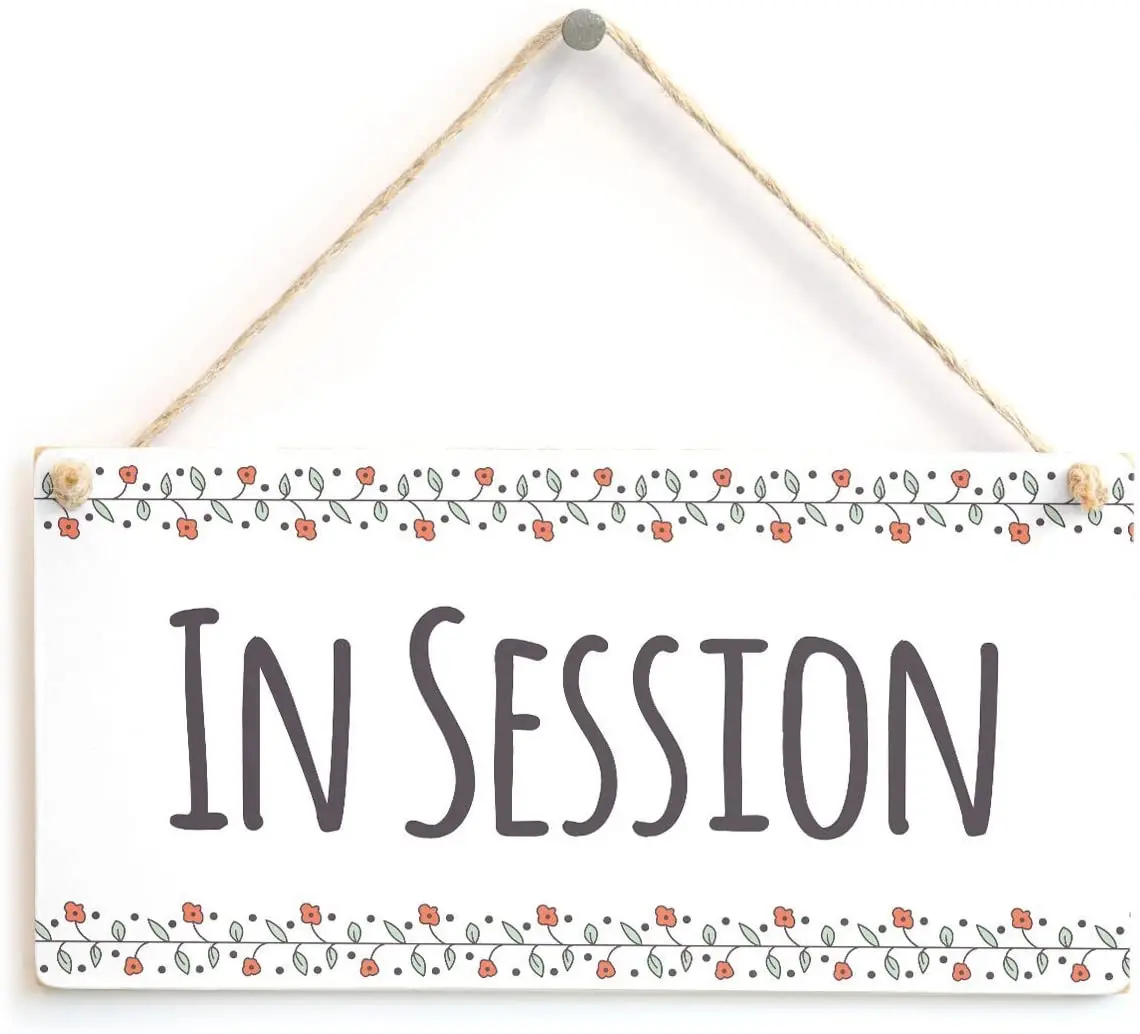 

in Session - Functional Do Not Disturb Quiet Please Hanging Sign Wooden Hanging Sign 4" X 8"