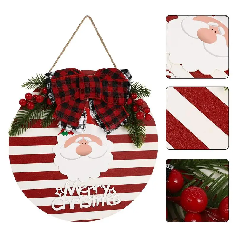 

1pc Christmas Wooden Door Plate Xmas Theme Sign Door Decoration (Assorted Color)