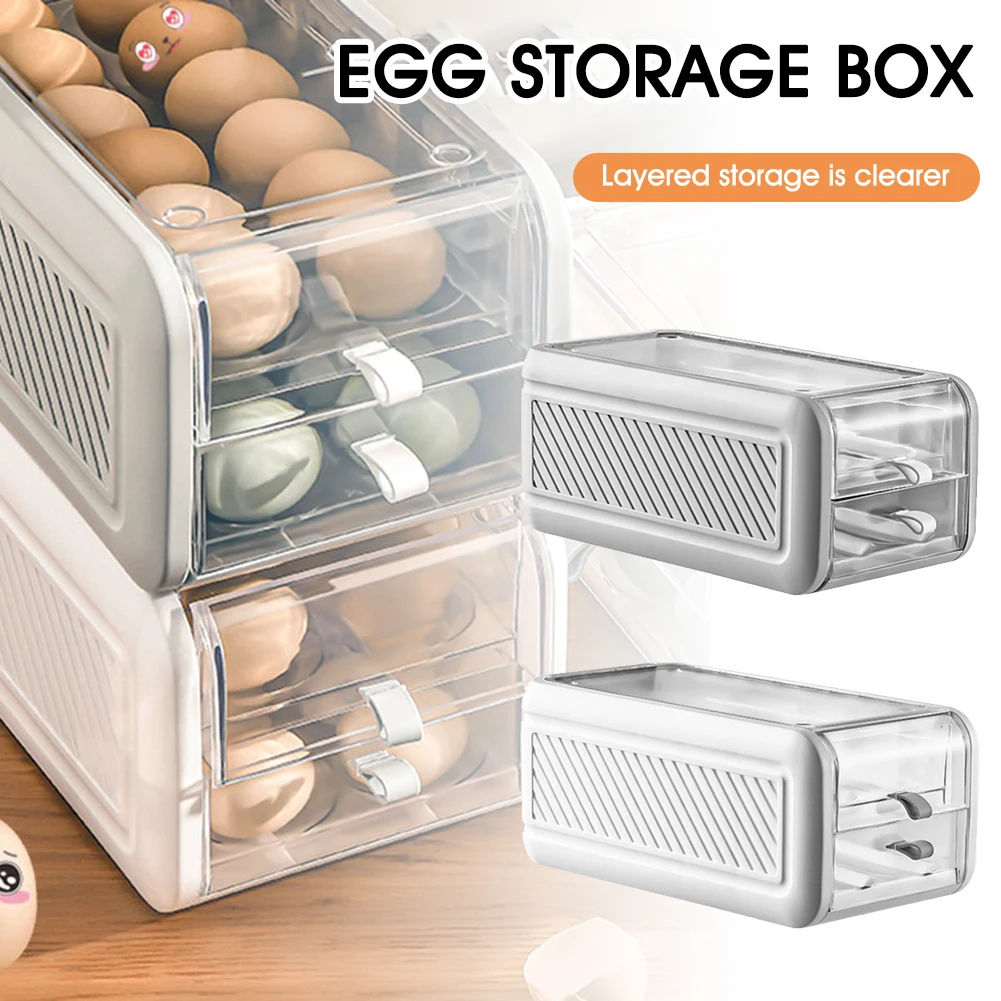 

Egg storage box storage box 24 drawer type plastic transparent double layer egg tray anti-breakage organizer kitchen supplies