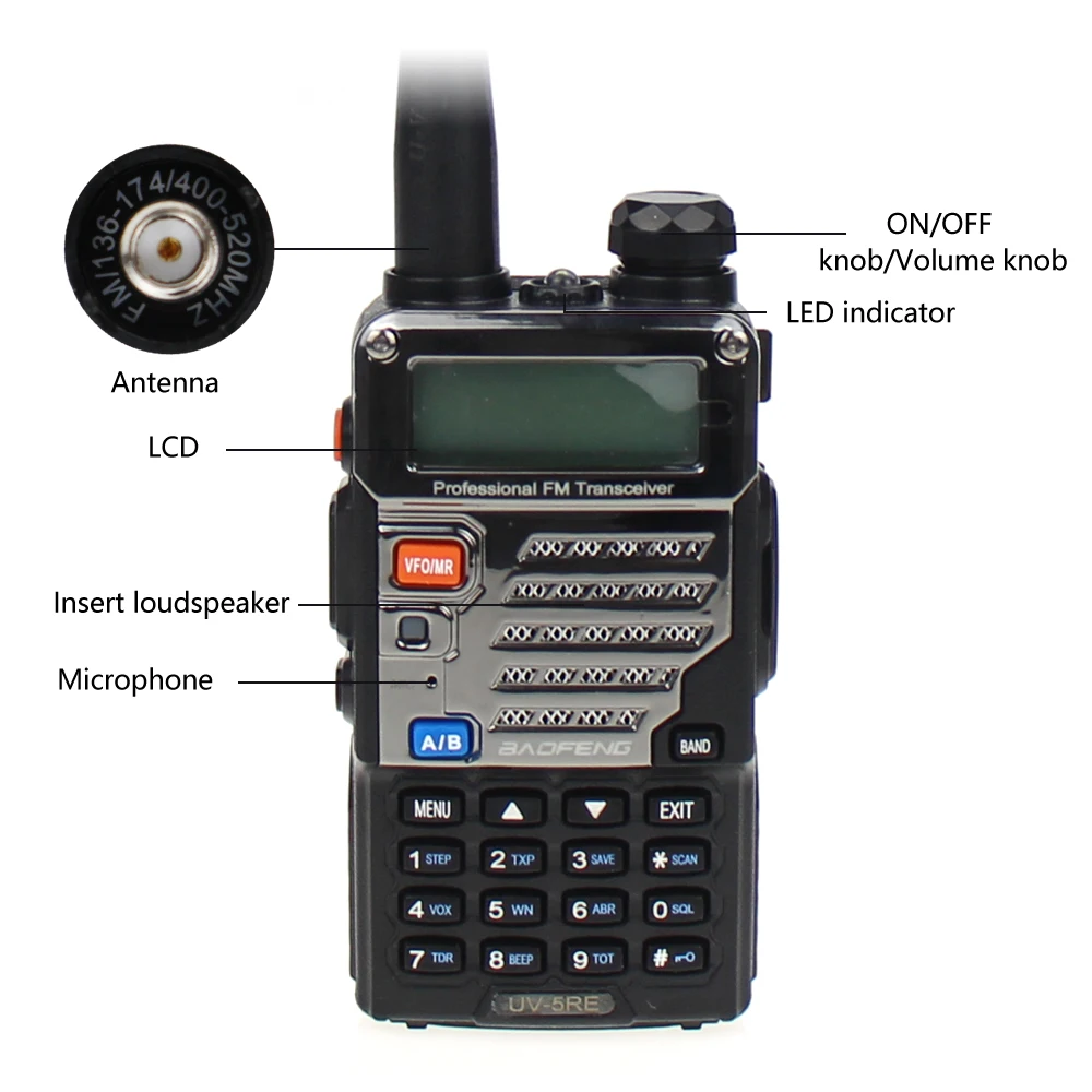 4 Pcs BAOFENG UV-5RE Dual Band  VHF UHF Amateur Handheld Two Way Radio FM Transceiver Ham walkie Talkie Portable Interphone