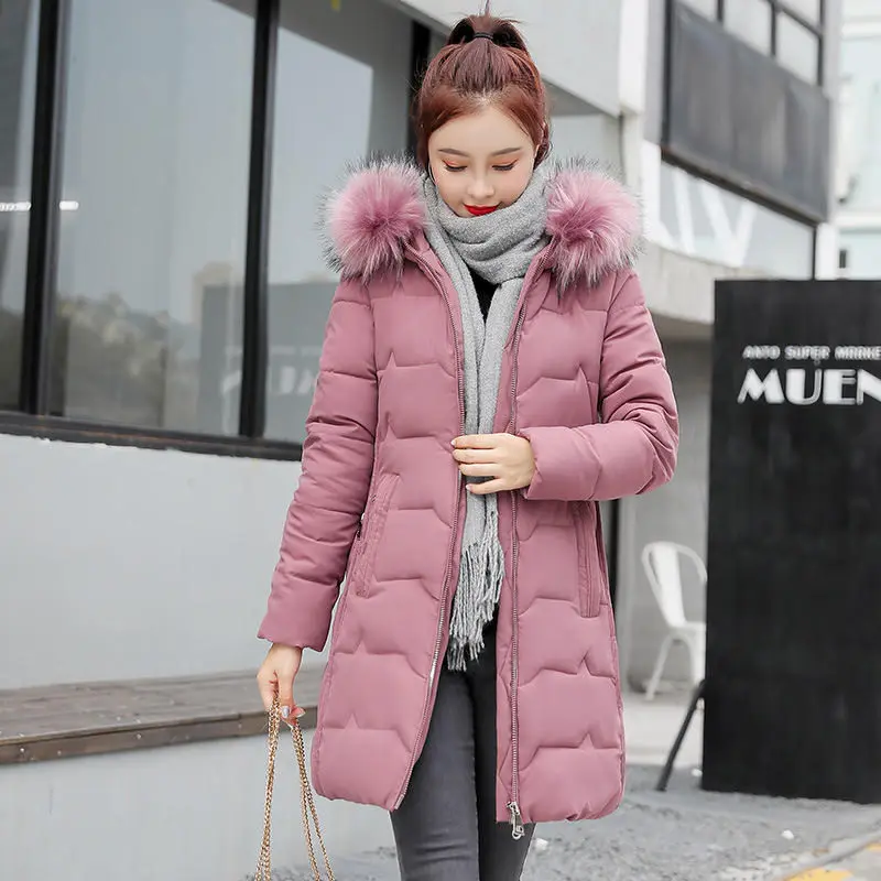 

3XL Plus Size Down Cotton Jacket Women Parkas Warm Thick Winter Coat Female Padded Hooded Fur Collar Women Coats Outerwear Q2834