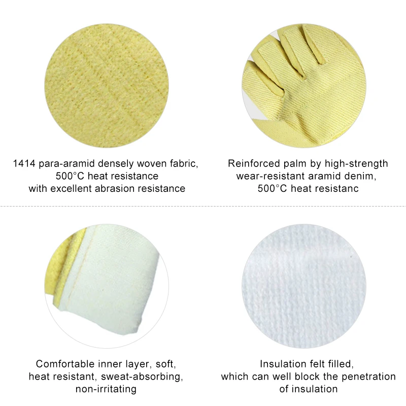 Арамид 500 ℃ термостойкие перчатки для усиления ладони устойчивые к высоким