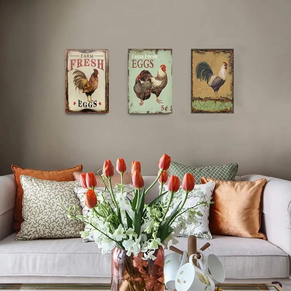 Крутой петух черный белый цыпленок Ретро винтажный Металл s ферма декоративные