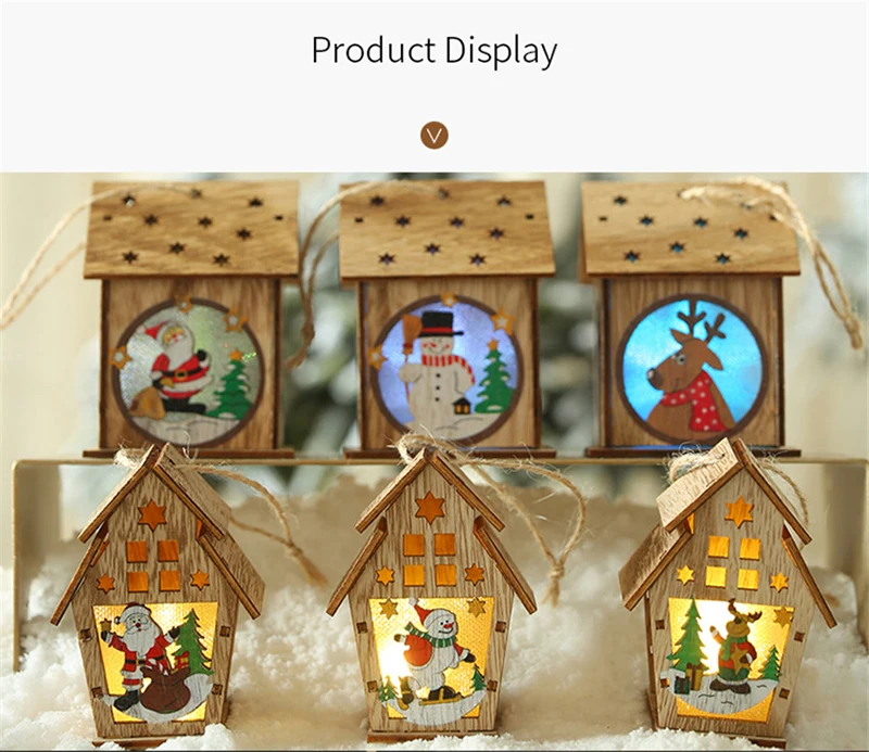 DIY Led свет деревянный дом Рождественская игрушка украшения Новогодние настольные украшения дома двери стены Фея свет падение кулон подарок