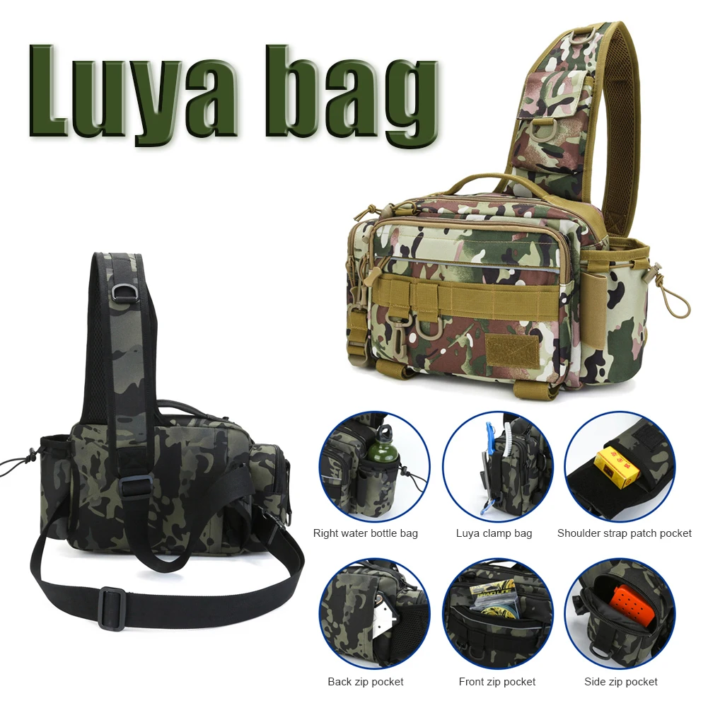 Fishing Tackle Bags Portable Shoulder Crossbody Bag Waist Fanny Pack Fish Lures Gear Line Hook Swivel Storage Pouch Multifunctio