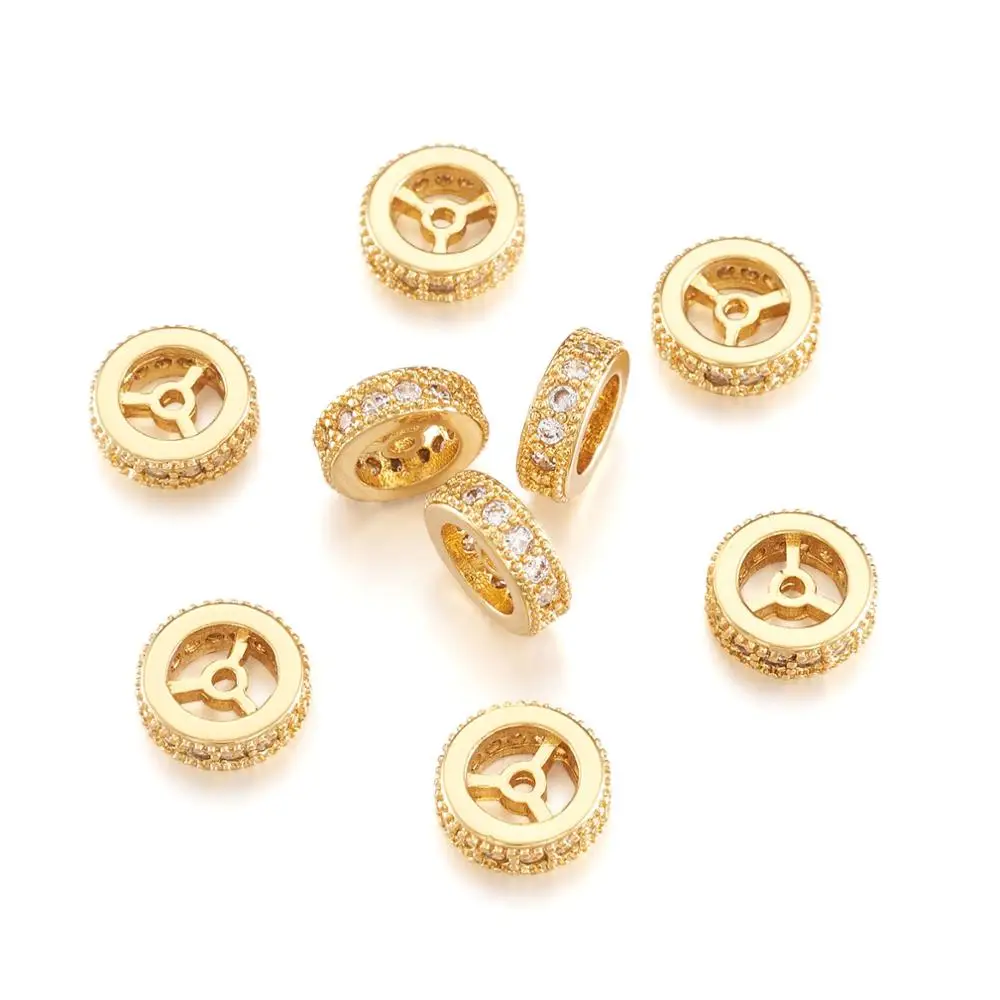 10 шт смешанные цвета Цвет Латунь кубического циркония бусы форма Рондель бусины