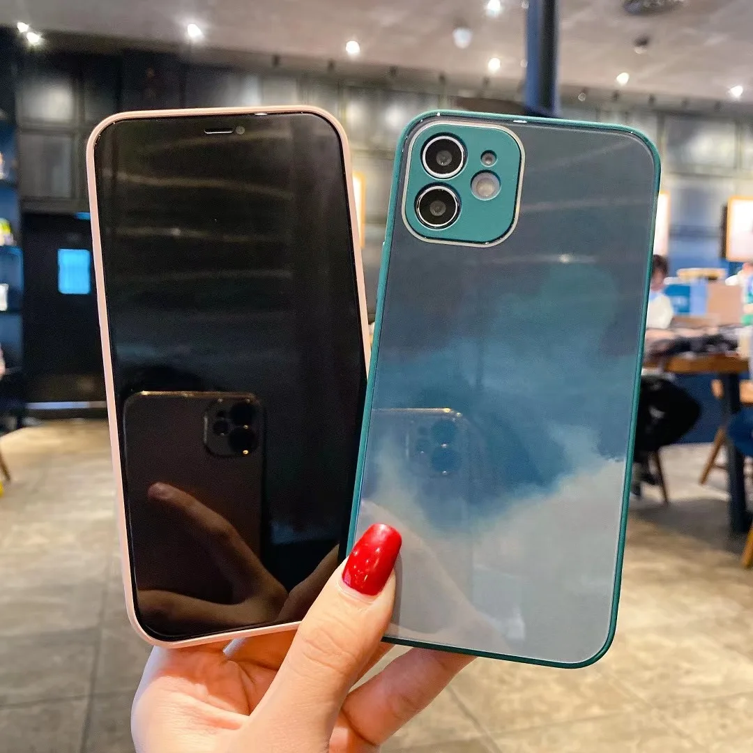 Роскошный чехол из градиентного стекла для 12 11 Pro Max глянцевое стекло силиконовый
