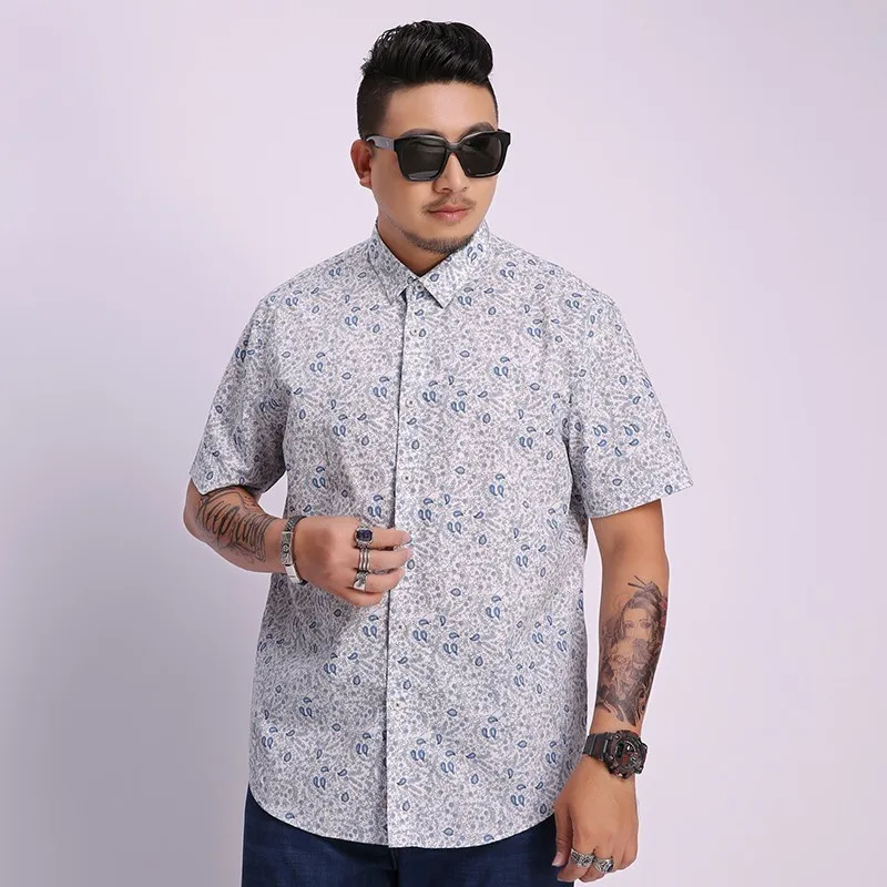 

Plus size 8xl 7xl Short Sleeve Men Shirt Hawaiian Casual Shirt Male Summer Pattern Shirts Flamingos Cotton Mens Dress Shirts