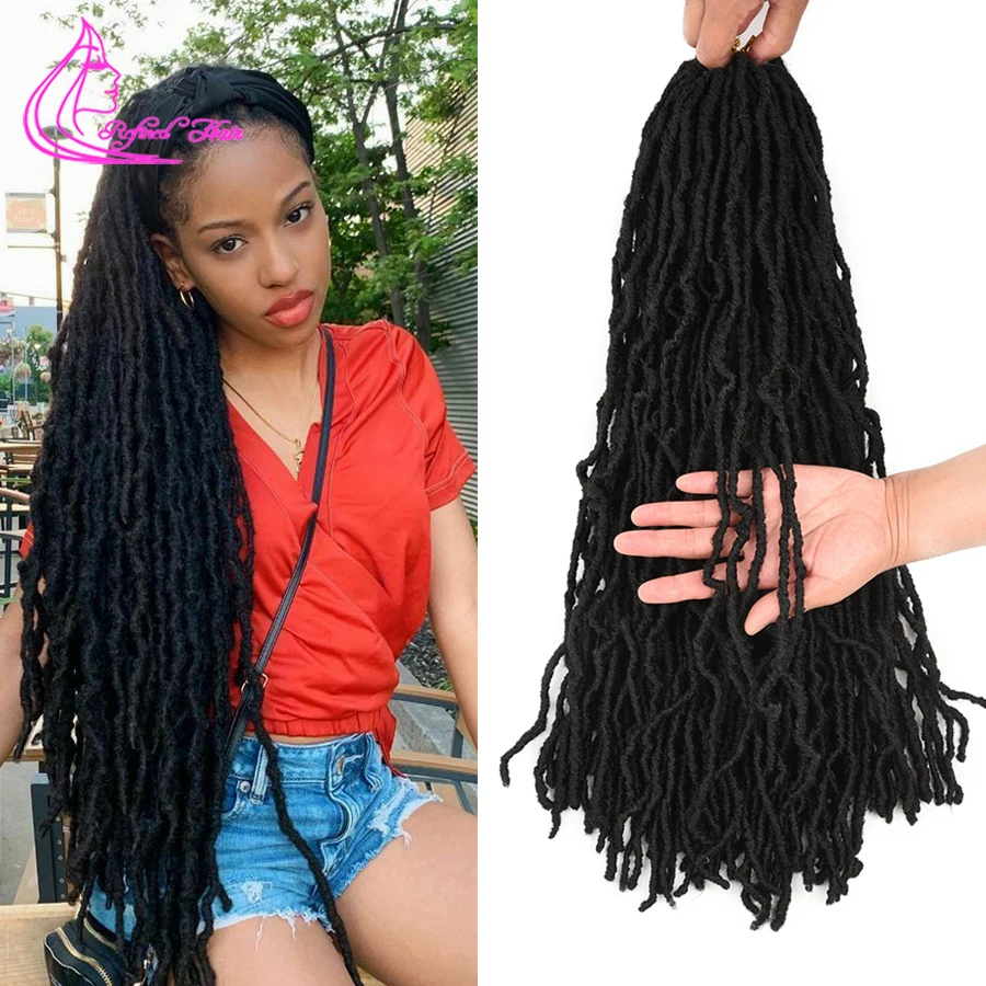 

Nu Locs Crochet Hair 24 18 Inch 21 Strands Faux Locs Extension Soft Goddess Braiding Dreadlocks Hair For Black Women black brown