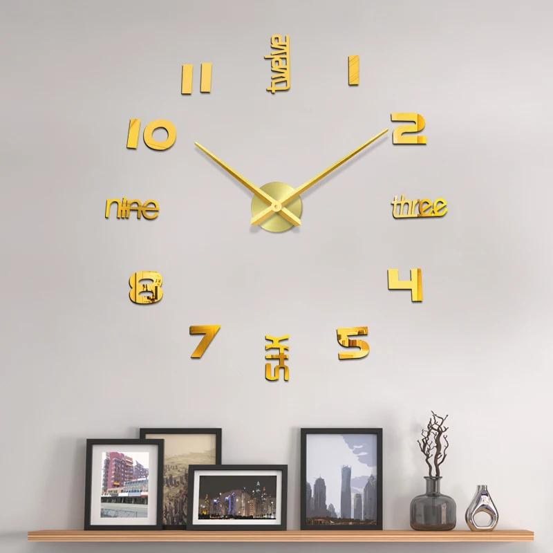 Home Decoration 48 inch Big Mirror Wall Clock Modern Design 3D DIY Large Decorative Clocks Watch Unique New Year Gift | Дом и сад