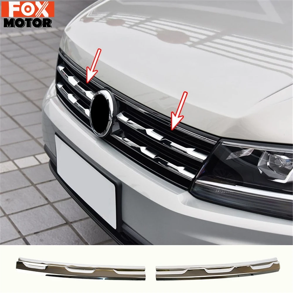 For VW Tiguan Mk2 2016 2017 - 2021 Chrome Front Mesh Grill Bumper Cover Trim Insert Bonnet Garnish Molding Guard Protector | Автомобили и