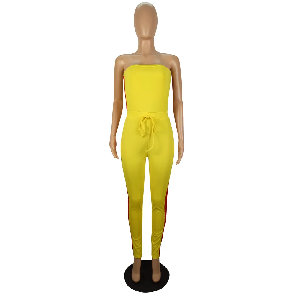 

Chest Wrapped Jumpsuit Women's Sleeveless Top Backless Sexy Trousers Pants Set Slim Lace Up Bodysuit Overall Summer Club