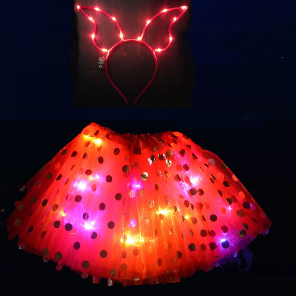 Светодиодная юбка пачка в горошек с изображением Ангела на Рождество ободок для