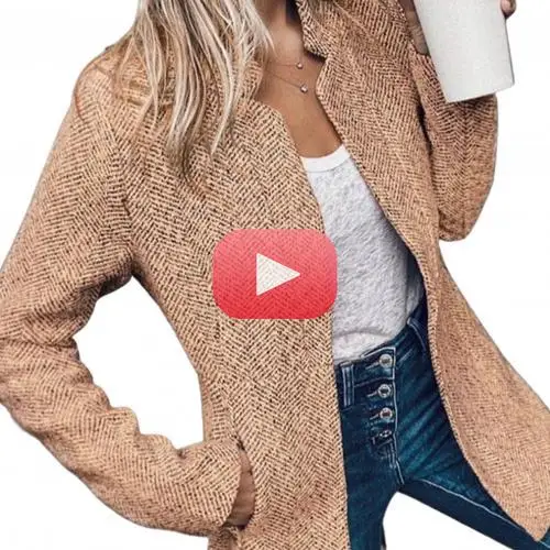 

Open Front Cardigan Women Sweaters Autumn Winter Women Stand Collar Long Sleeve Thick Slim Mid-length Coat Jacket
