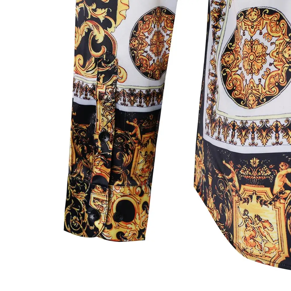 Новинка 2020 роскошные Брендовые мужские рубашки с цветочным принтом повседневные