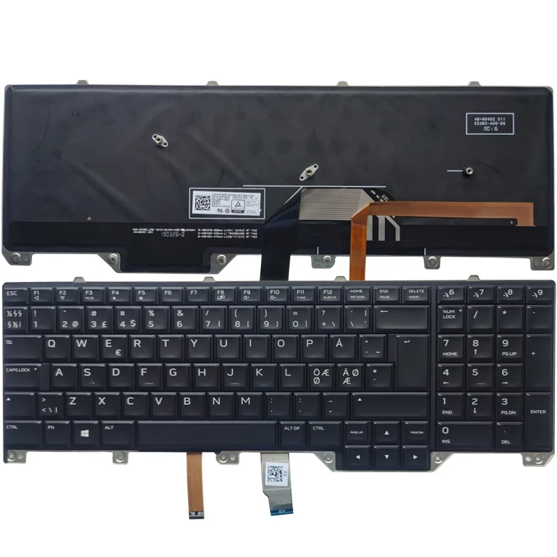 

New Laptop Nordic Keyboard for DELL Alienware M17 17 R4 R5 with Backlit 0YFWP0 PK1326T1B24 NE Layout