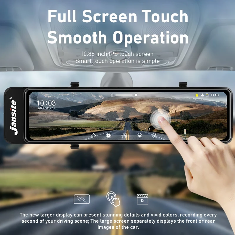 Jansite 10 88 дюймов Автомобильный видеорегистратор видео рекордер зеркало заднего