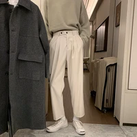 male all match simple nine points trousers korean style suit pants spring men pants solid straight loose trousers