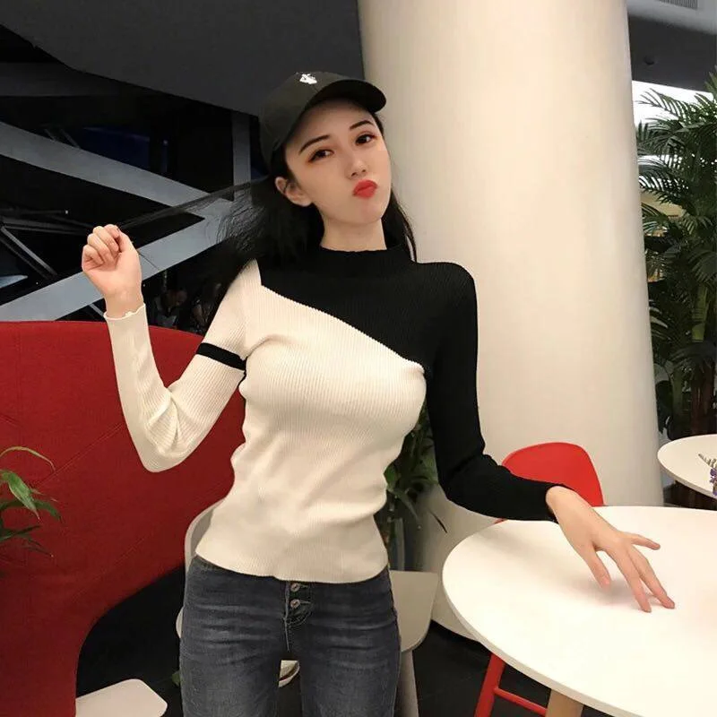 Женский Повседневный свитер Sllsky с V-образным вырезом сезон весна-осень 2019 Базовая