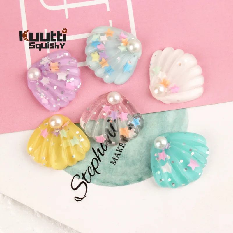 Kuutti Squishy 30pcs Fashion Pearl Shell Slime Charms Beads Headwear Flatback Craft Ornament Decoration Phone Case DIY Accessory |