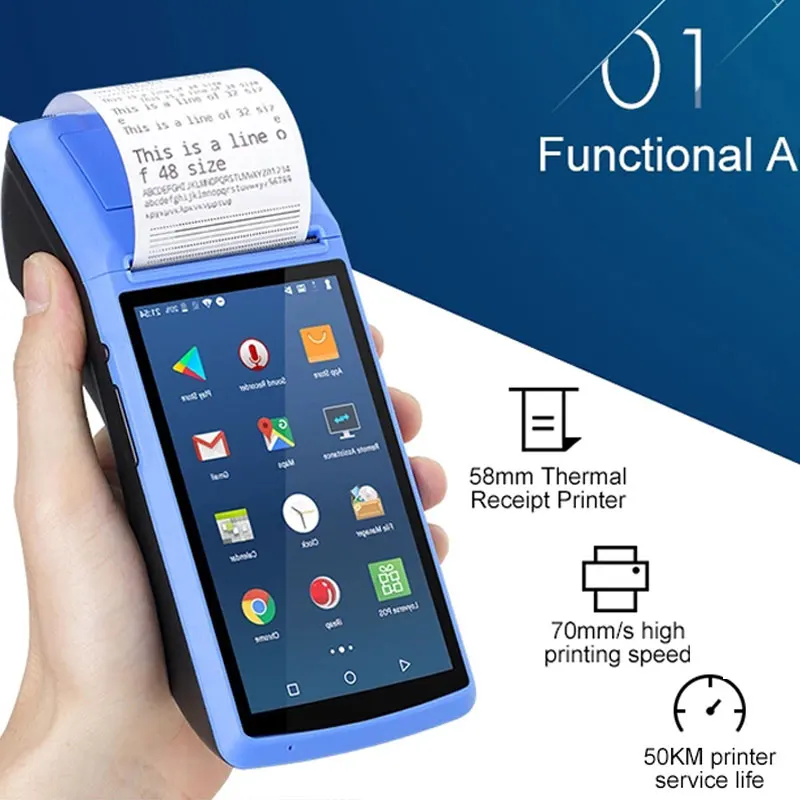 Портативный Pos-терминал PDA Android 8 1 с Bluetooth термочековый принтер для штрих-кодов sanner
