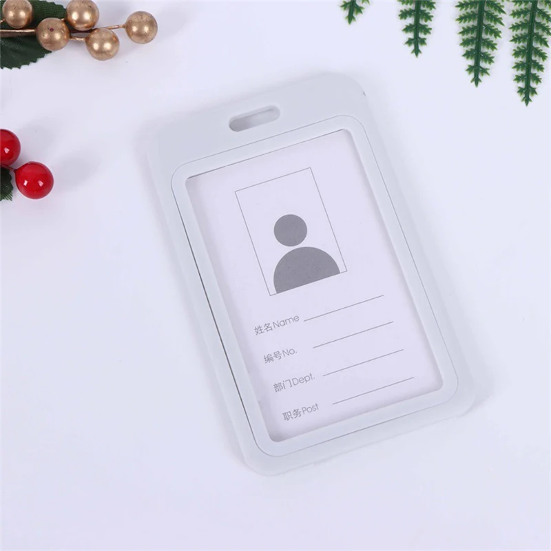 

White Vertical Plastic Transparent Badge Holder for Work ID Staff Tag Pass Name Credentials Bank Credit Card Inside Size 54x86mm