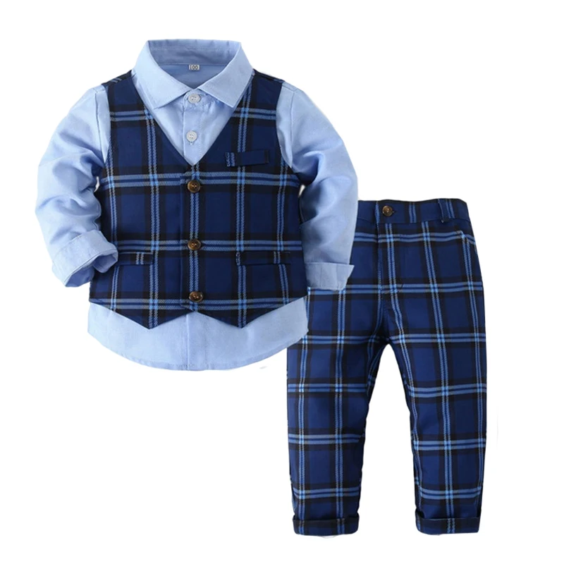 Комплект одежды для мальчиков рубашка с длинным рукавом + жилет брюки | Детская