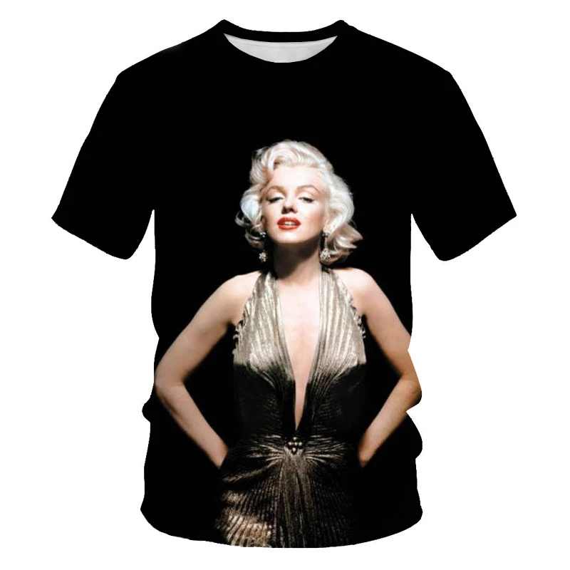 

2021 new fashion Harajuku leisure summer short sleeve 3D printing round neck star beauty T-shirt