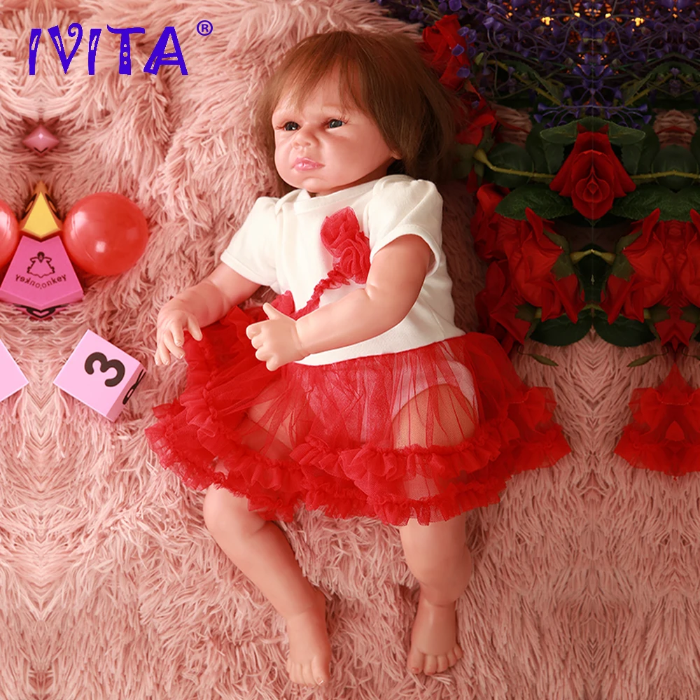 IVITA DS1807 44,5 см bonecas reborn силиконовая Детская кукла Реалистичная виниловая новорожденная принцесса с посаженными волосами Игрушки для маленьких девочек