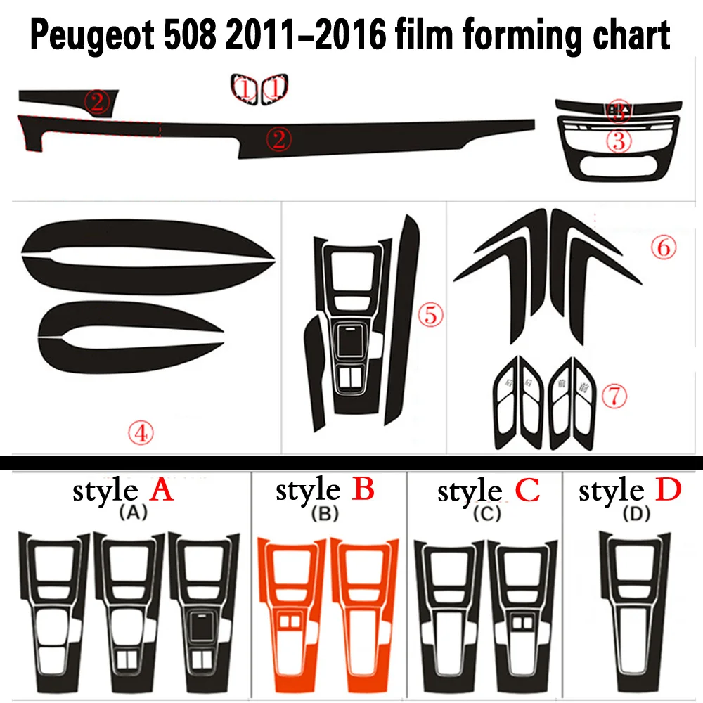 Для Peugeot 508 2011 2017 панель Центрального управления дверная ручка 3D/5D наклейки из