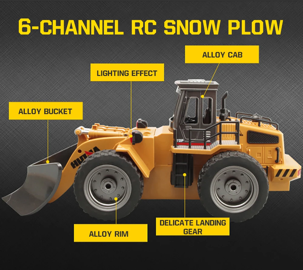 HUINA 1:18 RC грузовик Снежный плуг гусеничный колесный лопата погрузчик