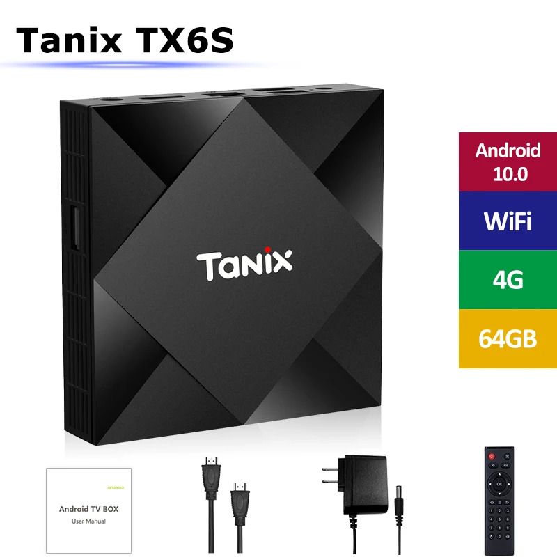 TV Box Android 10.0 Set top box Tanix TX6S для Google Assistant Allwinner H616 64 битный G31 MP2 GPU 4 ГБ Медиаплеер WiFi