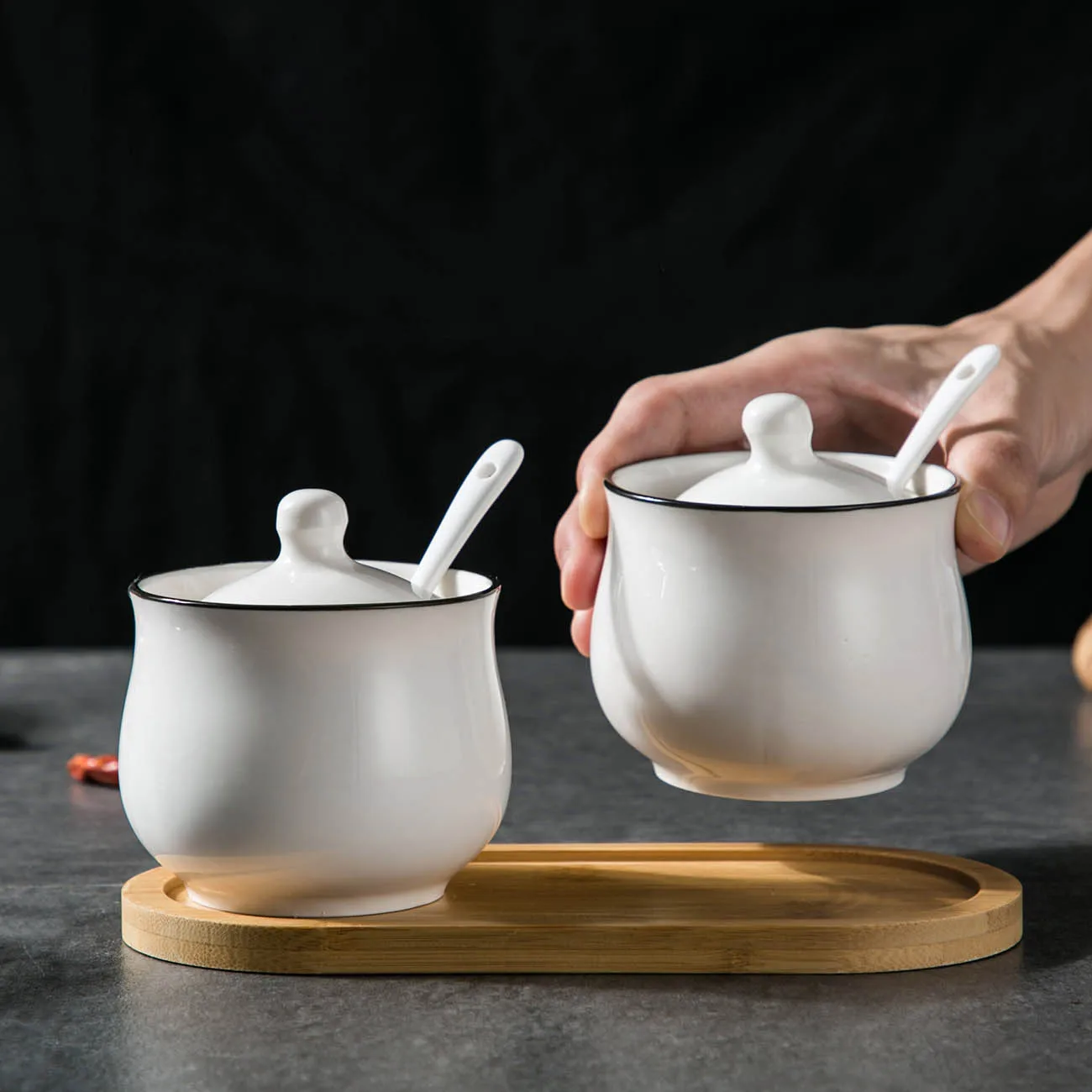 Контейнер для специй с ложкой 2 шт./компл.|Солонки и тара хранения| |