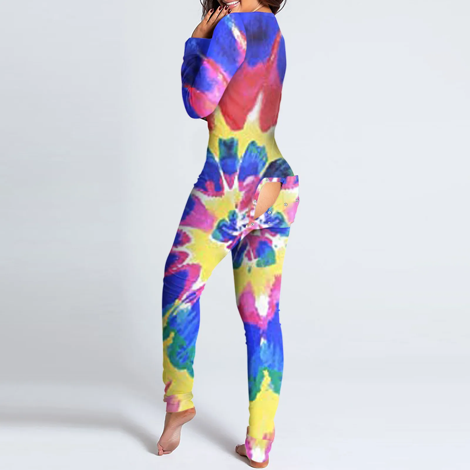 

Women Rompers Bodysuit Open Butt Button-down Fuctional Buttons Flap Adults Jumpsuit Jumpsuit Sleepwear Plus Size Femme Pijama
