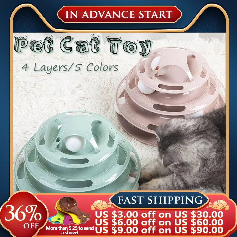 

3/4 Layers Pet Cat Toy Training Amusement Plate Kitten Tower Tracks Disc Cat Intelligence Amusement Tumbler