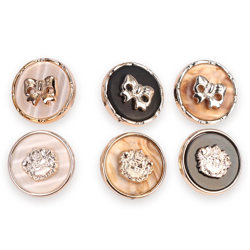 6 шт. Золотые пластиковые пуговицы для одежды костюм Женское пальто Декоративная