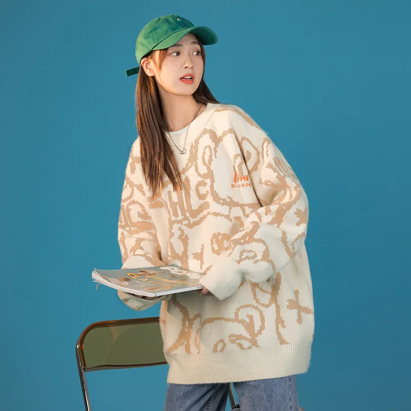

Women‘s 2021 Autumn And Winter New Sweater Women‘s Lazy Style Loose Trend Bear Sweater Pullovers Top -40